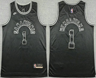 Men's San Antonio Spurs #1 Victor Wembanyama Black Classic Icon Sponsor Swingman Jersey