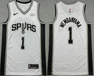 Men's San Antonio Spurs #1 Victor Wembanyama White Icon Sponsor Swingman Jersey