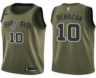 Men's San Antonio Spurs #10 DeMar DeRozan Green Nike NBA Swingman Salute to Service Jersey