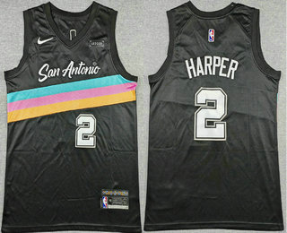Men's San Antonio Spurs #2 Dylan Harper Black 2026 City Sponsor Swingman Jersey