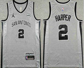 Men's San Antonio Spurs #2 Dylan Harper Gray Statement Sponsor Swingman Jersey