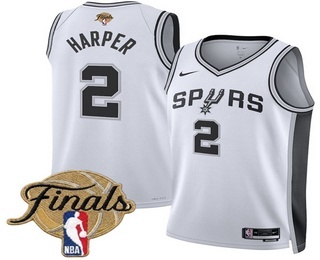 Men's San Antonio Spurs #2 Dylan Harper White 2026 Finals Patch Association Jersey