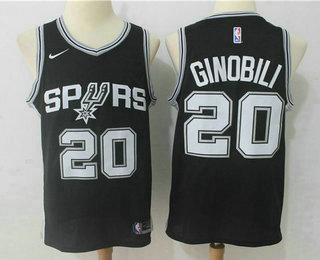 Men's San Antonio Spurs #20 Manu Ginobili Black 2017-2018 Nike Swingman Stitched NBA Jersey