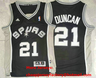 Men's San Antonio Spurs #21 Tim Duncan Black Revolution 30 Swingman Jersey