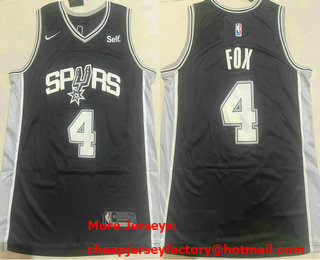 Men's San Antonio Spurs #4 DeAaron Fox lack Icon Sponsor Swingman Jersey