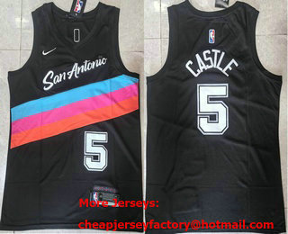 Men's San Antonio Spurs #5 Stephon Castle Black 2025 City Swingman Jersey
