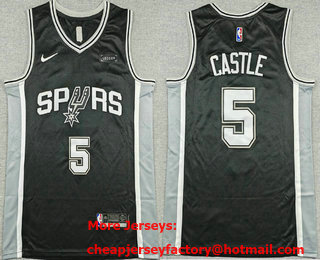 Men's San Antonio Spurs #5 Stephon Castle Black Icon Sponsor Swingman Jersey