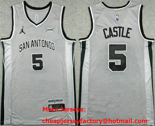 Men's San Antonio Spurs #5 Stephon Castle Gray 2025 Statement Sponsor Swingman Jersey