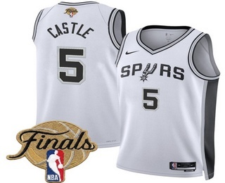 Men's San Antonio Spurs #5 Stephon Castle White 2026 Finals Patch Association Jersey