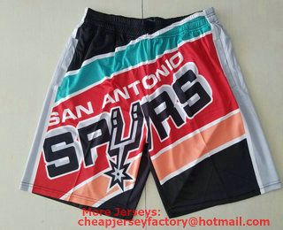 Men's San Antonio Spurs Black Big Face Mitchell Ness Hardwood Classics Soul Swingman Throwback Shorts