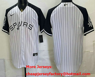 Men's San Antonio Spurs Blank White Stitched Baseball Jersey