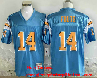 Men's San Diego Chargers #14 Dan Fouts Light Blue 1994 Stitched Thowback Jersey