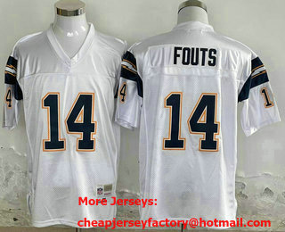 Men's San Diego Chargers #14 Dan Fouts White 1994 Stitched Thowback Jersey