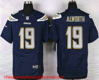 Men's San Diego Chargers #19 Lance Alworth Navy Blue Team Color NFL Nike Elite Jersey