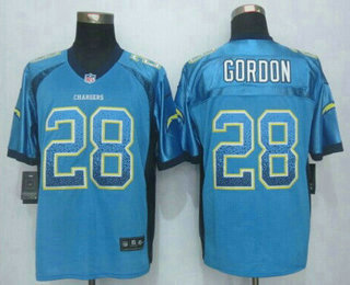 Men's San Diego Chargers #28 Melvin Gordon Light Blue Drift Fashion NFL Nike Elite Jersey