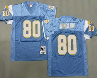 Men's San Diego Chargers #80 Kellen Winslow Light Blue Throwback Jersey