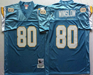 Men's San Diego Chargers #80 Kellen Winslow Light Blue Throwback Jersey By Mitchell & Ness