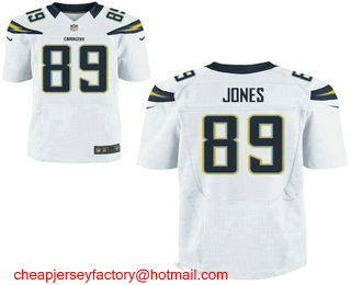 Men's San Diego Chargers #89 James Jone White Road Stitched NFL Nike Elite Jersey