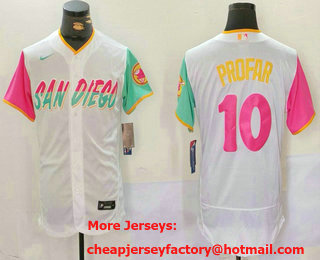Men's San Diego Padres #10 Jurickson Profar White 2023 City Connect Flex Base Stitched Jersey