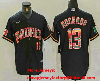 Men's San Diego Padres #13 Manny Machado Black Mexico Cool Base Stitched Jersey