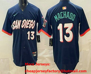 Men's San Diego Padres #13 Manny Machado Navy City Limited Jersey