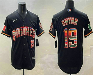 Men's San Diego Padres #19 Tony Gwynn Black Mexico Cool Base Stitched Jersey