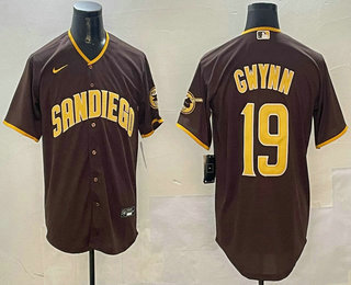 Men's San Diego Padres #19 Tony Gwynn Brown Cool Base Stitched Jersey