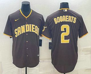 Men's San Diego Padres #2 Xander Bogaerts Brown With Patch Cool Base Stitched Baseball Jersey