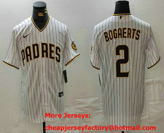 Men's San Diego Padres #2 Xander Bogaerts White Cool Base Stitched Jersey