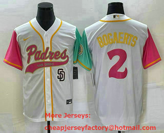 Men's San Diego Padres #2 Xander Bogaerts White NEW 2023 City Connect Cool Base Stitched Jersey 02