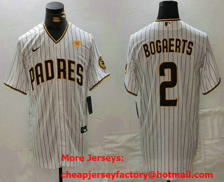 Men's San Diego Padres #2 Xander Bogaerts White With PS Patch Cool Base Stitched Jersey