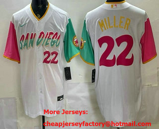 Men's San Diego Padres #22 Mason Miller White NEW 2023 City Connect Cool Base Stitched Jersey