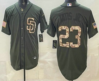 Men's San Diego Padres #23 Fernando Tatis Jr Green Salute To Service Stitched MLB Cool Base Nike Jersey