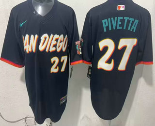 Men's San Diego Padres #27 Nick Pivetta Navy 2026 City Connect Stadium Jersey