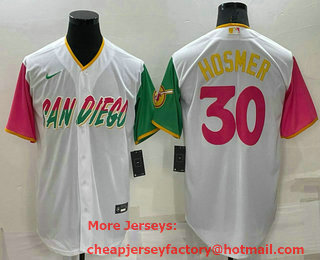 Men's San Diego Padres #30 Eric Hosmer White 2022 City Connect Cool Base Stitched Jersey