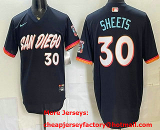 Men's San Diego Padres #30 Gavin Sheets Navy 2026 City Connect Stadium Jersey