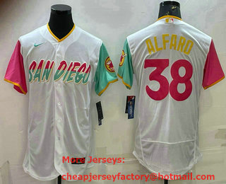 Men's San Diego Padres #38 Jorge Alfaro White 2022 City Connect Flex Base Stitched Jersey