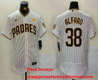Men's San Diego Padres #38 Jorge Alfaro White With PS Patch Stitched Flex Base Jersey