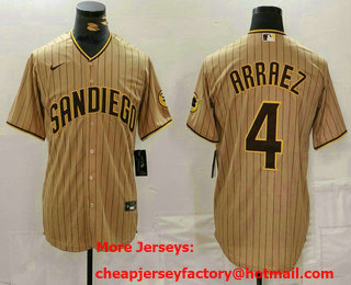 Men's San Diego Padres #4 Luis Arraez Tan Cool Base Stitched Jersey
