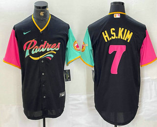 Men's San Diego Padres #7 Ha Seong Kim Black NEW 2023 City Connect Cool Base Stitched Jersey