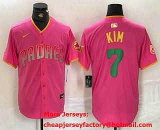 Men's San Diego Padres #7 Ha Seong Kim Pink Fashion Baseball Jersey