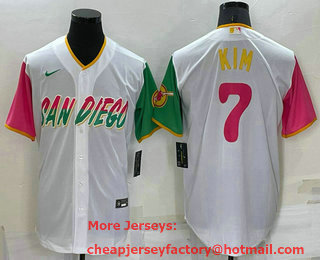 Men's San Diego Padres #7 Ha Seong Kim White 2022 City Connect Cool Base Stitched Jersey