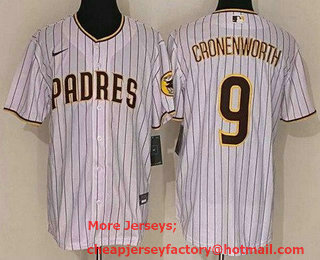 Men's San Diego Padres #9 Jake Cronenworth White Team Logo Stitched MLB Cool Base Nike Jersey