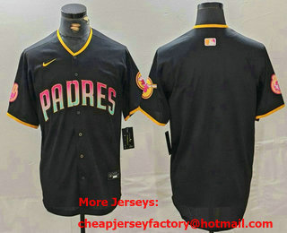 Men's San Diego Padres Blank Black Cool Base Stitched Baseball Jersey