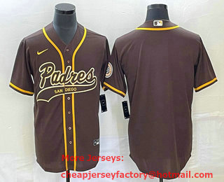 Men's San Diego Padres Blank Borwn Cool Base With Patch Stitched Baseball Jersey