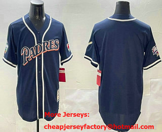 Men's San Diego Padres Blank Navy Player Number Cooperstown Cool Base Jersey