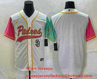 Men's San Diego Padres Blank White NEW 2023 City Connect Cool Base Stitched Jersey 01