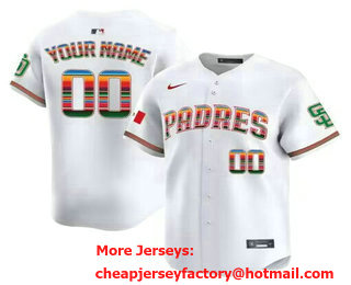 Men's San Diego Padres Customized White Mexico Premier Limited Stitched Baseball Jersey