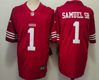 Men's San Francisco 49ers #1 Deebo Samuel Sr Red 2024 Vapor Limited Stitched Jersey