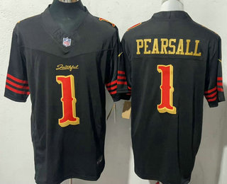 Men's San Francisco 49ers #1 Ricky Pearsall Limited Black Rivalries FUSE Vapor Jersey